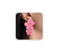 Enautoabs Boho Grande Mate Rosa Flor Stud Pendientes Declaración Doble Flor Gota Pendientes Joyería Para Las Mujeres