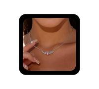 Enautoabs Collar bohemio con colgante de corazón con alas de ángel y corazón rosa, collar con colgante de diamantes de imitación de cristal, collares de alas de corazón con circonita cúbica, joyería