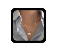 Enautoabs Collar bohemio en capas de monedas con colgante de círculo dorado, collar de cadena de monedas pequeñas, collar de disco vintage, collares de joyería para mujer, Zinc