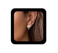 Enautoabs Pendientes minimalistas chapados en oro geométricos con perlas, triangulares, pequeños aretes geométricos huecos para mujer