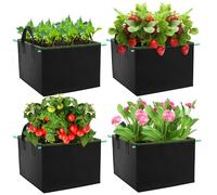 Enbagold 4 Piezas 55L Bolsas de Cultivo de Plantas Tomates Patatas, Rectangular Macetas de Cultivo Huerto Urbano, Bolsa de Siembra con Asas, Negro