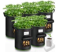 Enbagold 5 Piezas 30L Bolsas de Cultivo Patatas y 60 Piezas Bolsas de Vivero, Bolsas para Plantas Maceteros de Tela para Cultivo de Plantas, Bolsa de Plantación para Patatas, Tomateras