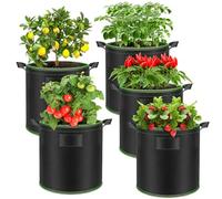 Enbagold 5 Piezas Bolsas de Cultivo 30L Bolsas para Plantas Maceteros de Tela para Cultivo de Plantas, Bolsa de Plantación para Patatas, Tomateras, Pimiento, Fresas