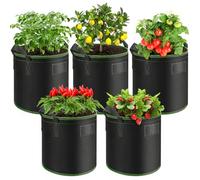 Enbagold 5 Piezas Bolsas de Cultivo 40L Bolsas para Plantas Maceteros de Tela para Cultivo de Plantas, Bolsa de Plantación para Patatas, Tomateras, Pimiento, Fresas