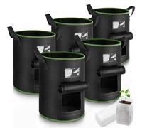 Enbagold 5 Piezas Bolsas de Cultivo Patatas 40L y 60 Piezas Bolsas de Vivero, Bolsas para Plantas Maceteros de Tela para Cultivo de Plantas, Bolsa de Plantación para Patatas, Tomateras, Pimiento