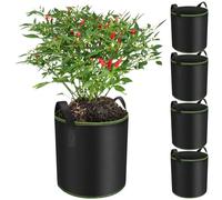Enbagold Bolsas de Cultivo para Plantas Tomates Patatas, 5 Piezas 12L Macetas de Cultivo Huerto Urbano, Bolsa de Siembra con Asas