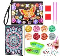 Enbagold Diamond Painting Niños, Pintura Diamante Bolsa y cuaderno A5, Manualidades Niños 6 7 8 9 10 11 12 Años, Regalo Niña 6-12 Años, Kit Manualidades Adultos -Flor mariposa + Flor sol