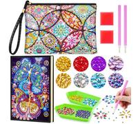 Enbagold Diamond Painting Niños, Pintura Diamante Bolsa y cuaderno A5, Manualidades Niños 6 7 8 9 10 11 12 Años, Regalo Niña 6-12 Años, Kit Manualidades Adultos -Mandala+2 Mariposas