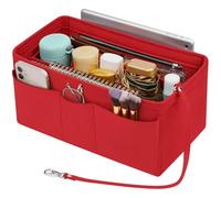 Enbagold Organizador de bolsos de fieltro para mujer, organizador de bolsos con varios bolsillos, bolsillo interior para bolsos, rojo, M