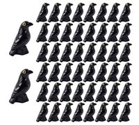 Enbebamd Cuerdos Negros de 50 Piezas, 0.6x1 Figuras de Resina de Cuervos Verdaderos, misteriosos Animales de Resina de Halloween para la decoración de la Fiesta de Halloween