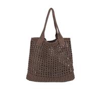 ENBEI Bolsa de playa de ganchillo a mano para mujer, café, Large