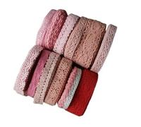 Encaje 2 Pcs 10 Yard Lot Of Color Cotton Lace Garment Fabric Decorative Cotton Crochet Lace Ribbon Encajes Y Puntillas (Color : Pink 10yard)