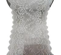 Encaje 4 Pcs 1Yard Flower Pattern 15CM Wide Elastic Lace Fabric Ribbon Lace Trim Ribbon DIY Craft Fabric Encajes Y Puntillas (Color : White, Size : 1Yard)