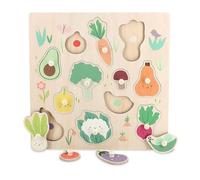 Encaje de Madera las Verduras del Huerto para Niños desde 2 Años | Formas para asociar y manipular | desarrolla motricidad fina y reconocimiento | piezas ilustradas | idea de regalo lúdica