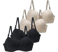 Encaje de sujetador para mujer, cómodo y ligero, para libertad sin costuras y doble correas de encaje con marco suave en la piel Bliss y bienestar para carreras intensivas anticaídas, blanco, 90B