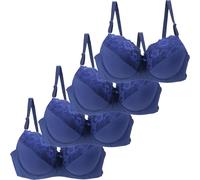 Encaje de sujetador para mujer, cómodo y ligero, para libertad sin costuras y doble correas de encaje con marco suave en la piel Bliss y bienestar para carreras intensivas anticaídas, azul, 90C