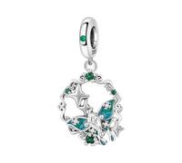 Encaje Decorativo Retro Pequeño Charm Colgante De Polilla Verde, Accesorio De Pulsera De Plata De Ley 925, Compatible con Collar De Pulsera Pandora
