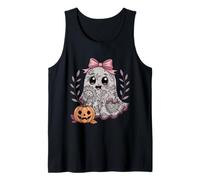Encaje Fantasma Mujer niña Halloween Coqueta Arco Calabaza Vintage Camiseta sin Mangas