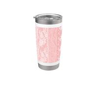 Encaje Floral Coral con Rosas Bonitas y Flores Vaso térmico de acero inoxidable de doble pared