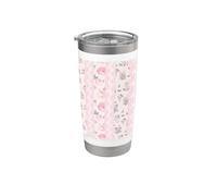 Encaje floral rosa con bonitas rosas y flores Vaso térmico de acero inoxidable de doble pared