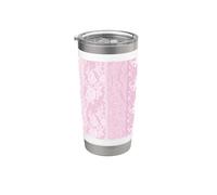 Encaje floral rosa con bonitas rosas y flores Vaso térmico de acero inoxidable de doble pared
