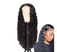 Encaje Rizado - Frente De Encaje Rizado, Peluca De Onda Profunda | Estilos De Pelua De Cabello Humano Con Línea De Caello Natural Pre-desplumados, Pelua De Reemplazo De Cabelo Humano Riado Con
