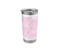 Encaje Rosa Vintage con Flores Vaso térmico de acero inoxidable de doble pared