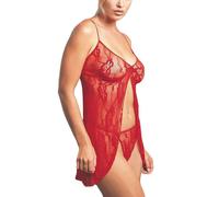 Encaje Set: Picardías & Tanga Rojo