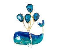 Encantador Broche En Forma De Ballena Con Detalle Globo Flotante Acentos Pedrería Brillante Accesorio Fiesta Unisex Broche Globo Unisex