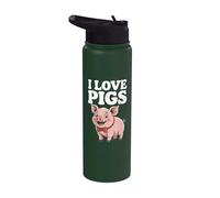 Encantador cerdo con pajarita I Love Pigs Stainless Steel Insulated Water Bottle
