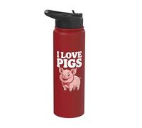 Encantador cerdo con pajarita I Love Pigs Stainless Steel Insulated Water Bottle
