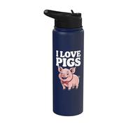 Encantador cerdo con pajarita I Love Pigs Stainless Steel Insulated Water Bottle
