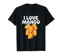 Encantador de Frutas con Texto en inglés I Love Mango Camiseta gráfica económica, Hombre, Negro, M
