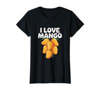 Encantador de Frutas con Texto en inglés I Love Mango Camiseta gráfica económica, Mujer, Negro, XS