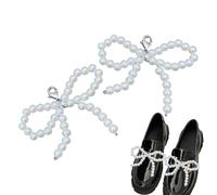 Encantador de zapatillas de perlas, decoración de zapatos con pajarita de perlas | Accesorios de encanto para zapatos,Zapatillas de vestir elegante hebilla con diseño de arco para zapatillas, Se