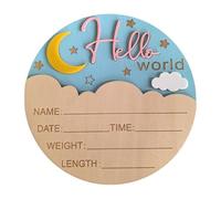 Encantador dije de luna para recién nacidos, baby shower, con registro de altura de peso, accesorios de fotos de madera natural, letrero de anuncio de bebé