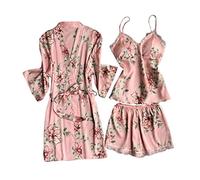 Encantador Encaje Inalámbrico Seda Señoras Ropa De Dormir Sin Fronteras Pijama Ropa Interior, Rosa., XXL
