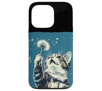 Encantador gato con diente de león para un toque caprichoso Carcasa para iPhone 13 Pro
