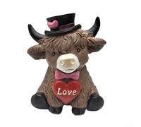 Encantador juego de figuras de pareja de vaca, adorno de césped de resina de 2 piezas para decoración de jardín y hogar, decoración romántica de escritorio del día de San Valentín (A)