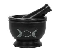 Encantador mortero y mortero de piedra de jabón blanco y negro, 9 cm x 9 cm (1 unidad), diseño distintivo, duradero y elegante, perfecto para decoración de cocina