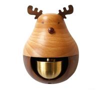 Encantador timbre de madera con campanilla de viento de gato de la suerte y campana de cobre para atraer energía (ciervo)