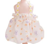 Encantador vestido de perro con lazo, falda de verano suave y cómoda, perfecto para razas pequeñas como chihuahua y pomerania, bonito atuendo para mascotas para fiestas de verano