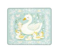 Encantadora alfombrilla de mouse familiar de pato acuarela, suave azul pastel, borde cosido, antideslizante, lavable, para uso doméstico y oficina, cuadrado, 8 x 10 pulgadas