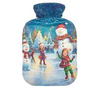 Encantadora bolsa de agua caliente para patinaje sobre hielo, con cubierta suave, calentador de pies, regalo de invierno, bolsa de agua caliente para compresas frías y calientes, 2 litros