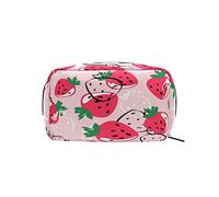 Encantadora Bolsa de Maquillaje de Fresa, Organizador portátil, Bolsa de cosméticos para Estuche de Maquillaje de Viaje, Regalos, Bolsa de Aseo de Uso Diario para niñas y Mujeres