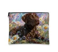 Encantadora bolsa de maquillaje de Labrador, diseño de perro marrón, bolsa de viaje portátil de lona para mujeres, divertido organizador de artículos de aseo para el cuidado de la piel, elección