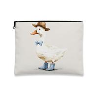 Encantadora bolsa de maquillaje de pato, bolsa de viaje para cosméticos de animales de acuarela para mujeres, organizador portátil con cremallera pequeño, bolsa de aseo de regalo festivo, perfecta