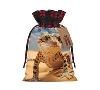 Encantadora bolsa de regalo de Navidad con diseño de leopardo de arena, bolsa de regalo de yute festiva, para tus necesidades de envoltura navideña