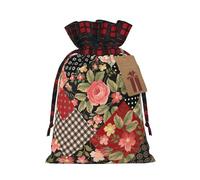 Encantadora bolsa de regalo de Navidad con lunares de flores, bolsa de regalo de yute festiva, para tus necesidades de envoltura navideña