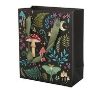 Encantadora bolsa de regalo mística de 23 cm con decoración de bosque oscuro, diseño de flora y fauna para magia del bosque, embalaje de regalo mágico